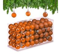Relaxdays Boule de Noël, en lot Pratique de 96, pour décorer Votre Sapin comme il se Doit, Plastique, Orange
