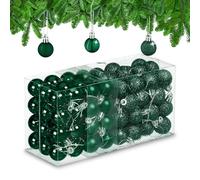 Relaxdays Boule de Noël, en lot Pratique de 96, pour décorer Votre Sapin comme il se Doit, Plastique, Vert foncé