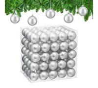 Relaxdays Boule de Noël, lot Pratique de 100, Mate, Plastique Robuste, pour Le Sapin, diamètre : 6 cm, argentée