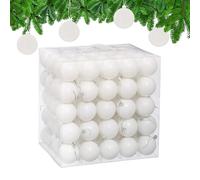 Relaxdays Boule de Noël, lot Pratique de 100, Mate, Plastique Robuste, pour Le Sapin, diamètre : 6 cm, Blanche