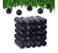 Relaxdays Boule de Noël, lot pratique de 100, plastique robuste, pour décorer le sapin, diamètre : 6 cm, noire