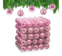Relaxdays Boule de Noël, lot Pratique de 100, Plastique Robuste, pour décorer Le Sapin, diamètre : 6 cm, Rose