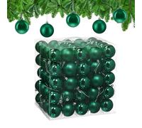 Relaxdays Boule de Noël, lot Pratique de 100, Plastique Robuste, pour décorer Le Sapin, diamètre : 6 cm, Vert foncé