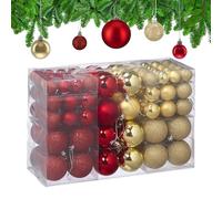 Relaxdays Boule de Noël, lot Pratique de 100, pour décorer Votre Sapin comme il se Doit, Robuste, dorée et Rouge
