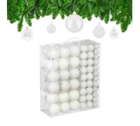 Relaxdays Boule de Noël, lot pratique de 138, en plastique, pour décorer votre sapin comme il se doit, blanche