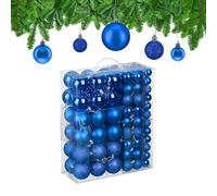 Relaxdays Boule de Noël, lot Pratique de 138, en Plastique, pour décorer Votre Sapin comme il se Doit, Bleu Roi