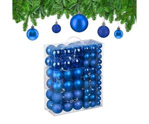 Relaxdays Boule de Noël, lot Pratique de 138, en Plastique, pour décorer Votre Sapin comme il se Doit, Bleu Roi