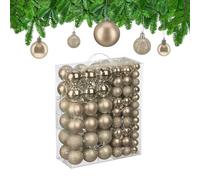 Relaxdays Boule de Noël, lot Pratique de 138, en Plastique, pour décorer Votre Sapin comme il se Doit, Champagne