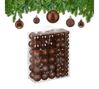 Relaxdays Boule de Noël, lot Pratique de 138, en Plastique, pour décorer Votre Sapin comme il se Doit, Marron