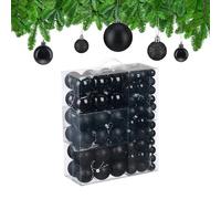 Relaxdays Boule de Noël, lot Pratique de 138, en Plastique, pour décorer Votre Sapin comme il se Doit, Noire