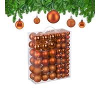 Relaxdays Boule de Noël, lot Pratique de 138, en Plastique, pour décorer Votre Sapin comme il se Doit, Orange