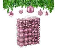 Relaxdays Boule de Noël, lot Pratique de 138, en Plastique, pour décorer Votre Sapin comme il se Doit, Rose