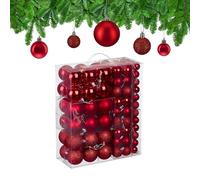 Relaxdays Boule de Noël, lot Pratique de 138, en Plastique, pour décorer Votre Sapin comme il se Doit, Rouge