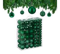 Relaxdays Boule de Noël, lot Pratique de 138, en Plastique, pour décorer Votre Sapin comme il se Doit, Vert foncé