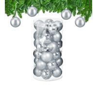 Relaxdays Boule de Noël, lot Pratique de 30, en Plastique Robuste, pour décorer Le Sapin, D : 6 cm, argentée