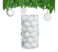 Relaxdays Boule de Noël, lot Pratique de 30, en Plastique Robuste, pour décorer Le Sapin, D : 6 cm, Blanche