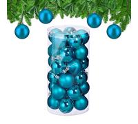 Relaxdays Boule de Noël, lot Pratique de 30, en Plastique Robuste, pour décorer Le Sapin, D : 6 cm, Bleu Cyan