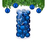 Relaxdays Boule de Noël, lot Pratique de 30, en Plastique Robuste, pour décorer Le Sapin, D : 6 cm, Bleu Roi