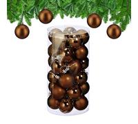 Relaxdays Boule de Noël, lot Pratique de 30, en Plastique Robuste, pour décorer Le Sapin, D : 6 cm, Marron