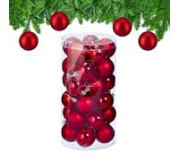 Relaxdays Boule de Noël, lot Pratique de 30, en Plastique Robuste, pour décorer Le Sapin, D : 6 cm, Rouge