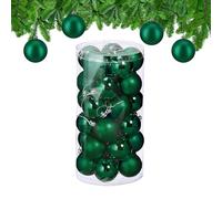 Relaxdays Boule de Noël, lot Pratique de 30, en Plastique Robuste, pour décorer Le Sapin, D : 6 cm, Vert foncé