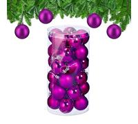 Relaxdays Boule de Noël, lot Pratique de 30, en Plastique Robuste, pour décorer Le Sapin, D : 6 cm, Violette