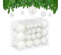 Relaxdays Boule de Noël, lot Pratique de 50, en Plastique, pour décorer Votre Sapin comme il se Doit, Blanche