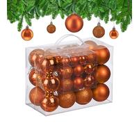 Relaxdays Boule de Noël, lot Pratique de 50, en Plastique, pour décorer Votre Sapin comme il se Doit, Orange
