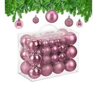Relaxdays Boule de Noël, lot Pratique de 50, en Plastique, pour décorer Votre Sapin comme il se Doit, Rose