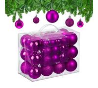 Relaxdays Boule de Noël, lot Pratique de 50, en Plastique, pour décorer Votre Sapin comme il se Doit, Violette