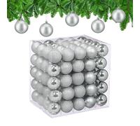 Relaxdays Boule de Noël, lot Pratique de 50, en Plastique Robuste, pour Le Sapin, diamètre : 6 cm, argentée