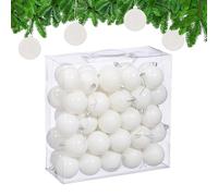 Relaxdays Boule de Noël, lot Pratique de 50, en Plastique Robuste, pour Le Sapin, diamètre : 6 cm, Blanche