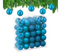 Relaxdays Boule de Noël, lot Pratique de 50, en Plastique Robuste, pour Le Sapin, diamètre : 6 cm, Bleu Cyan