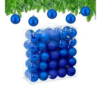 Relaxdays Boule de Noël, lot Pratique de 50, en Plastique Robuste, pour Le Sapin, diamètre : 6 cm, Bleu Roi