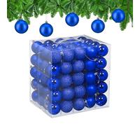 Relaxdays Boule de Noël, lot Pratique de 50, en Plastique Robuste, pour Le Sapin, diamètre : 6 cm, Bleu Roi