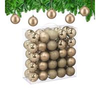 Relaxdays Boule de Noël, lot Pratique de 50, en Plastique Robuste, pour Le Sapin, diamètre : 6 cm, Champagne