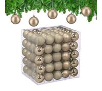 Relaxdays Boule de Noël, lot Pratique de 50, en Plastique Robuste, pour Le Sapin, diamètre : 6 cm, Champagne