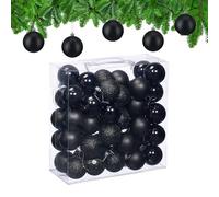 Relaxdays Boule de Noël, lot Pratique de 50, en Plastique Robuste, pour Le Sapin, diamètre : 6 cm, Noire