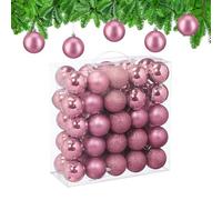 Relaxdays Boule de Noël, lot Pratique de 50, en Plastique Robuste, pour Le Sapin, diamètre : 6 cm, Rose