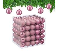 Relaxdays Boule de Noël, lot Pratique de 50, en Plastique Robuste, pour Le Sapin, diamètre : 6 cm, Rose