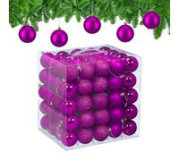 Relaxdays Boule de Noël, lot Pratique de 50, en Plastique Robuste, pour Le Sapin, diamètre : 6 cm, Violette