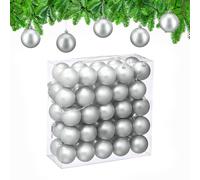Relaxdays Boule de Noël, lot Pratique de 50, Mate, Plastique Robuste, pour Le Sapin, diamètre : 6 cm, argentée