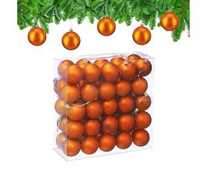 Relaxdays Boule de Noël, lot Pratique de 50, Mate, Plastique Robuste, pour Le Sapin, diamètre : 6 cm, Orange