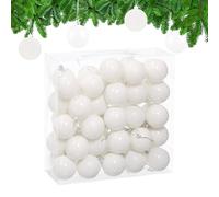 Relaxdays Boule de Noël, lot Pratique de 50, Plastique Robuste, pour décorer Le Sapin, diamètre : 6 cm, Blanche