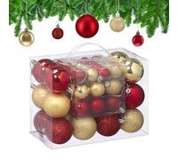 Relaxdays Boule de Noël, lot Pratique de 50, pour décorer Votre Sapin comme il se Doit, Robuste, dorée et Rouge