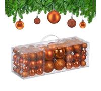 Relaxdays Boule de Noël, lot Pratique de 76, en Plastique, pour décorer Votre Sapin comme il se Doit, Orange