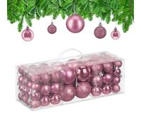Relaxdays Boule de Noël, lot Pratique de 76, en Plastique, pour décorer Votre Sapin comme il se Doit, Rose