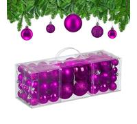 Relaxdays Boule de Noël, lot Pratique de 76, en Plastique, pour décorer Votre Sapin comme il se Doit, Violette