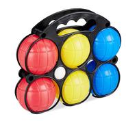 Relaxdays Mixte Pétanque Relaxdays boule de p tanque enfant 6x 3 couleurs plastique avec cochonnet tui transport se, multicolore, 1 paquet EU