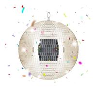 Relaxdays Boule disco, Ø 30 cm, boule déco à suspendre avec œillet métal, boule de fête, champagne